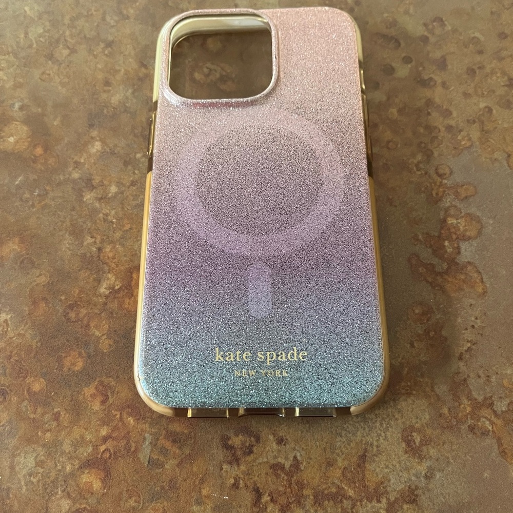 Kate Spade Purple and Gold Glitter Phone Case~EUC